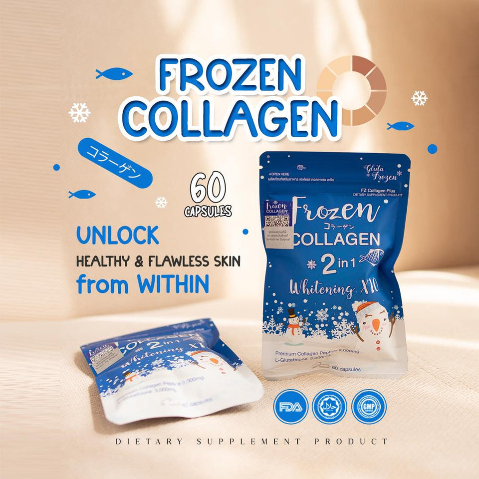 GLUTA FROZEN - Frozen Collagen 2 En 1 Blanchiment & Éclaircissement Naturellement X10 - 60 Capsules
