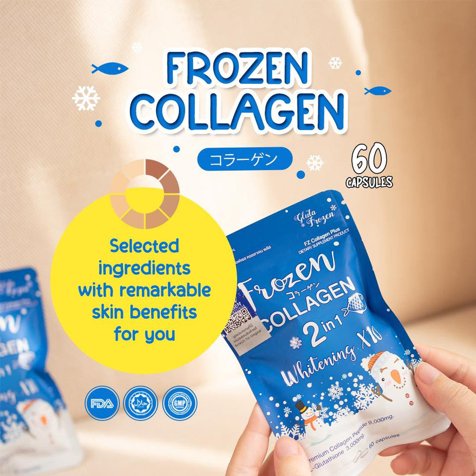 GLUTA FROZEN - Frozen Collagen 2 En 1 Blanchiment & Éclaircissement Naturellement X10 - 60 Capsules