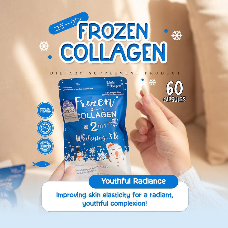 GLUTA FROZEN - Frozen Collagen 2 En 1 Blanchiment & Éclaircissement Naturellement X10 - 60 Capsules