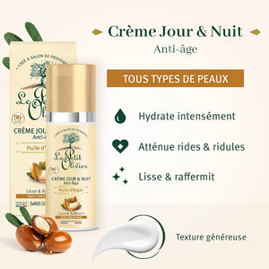 LE PETIT OLIVIER - Crème de Jour et Nuit Anti-âge Huile d'Argan - 50ml