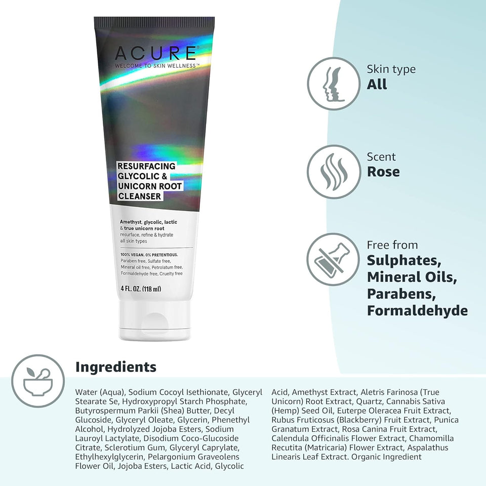 ACURE - Resurfacing Glycolic & Unicorn Root Cleanser - 118ml