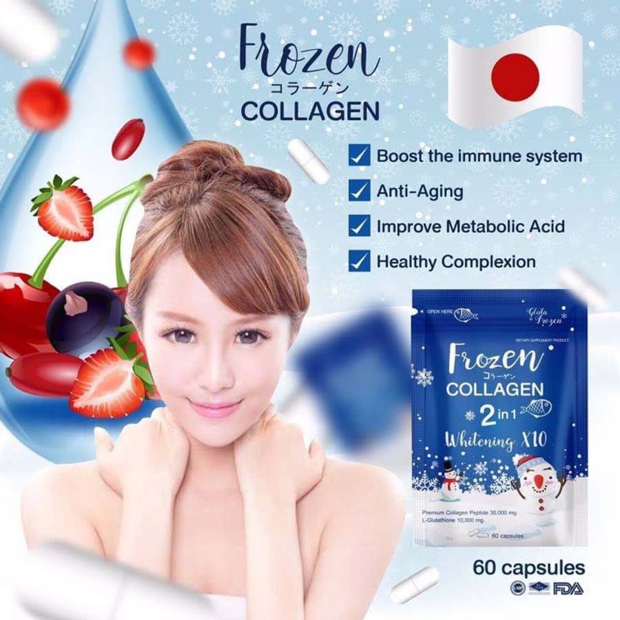 GLUTA FROZEN - Frozen Collagen 2 En 1 Blanchiment & Éclaircissement Naturellement X10 - 60 Capsules