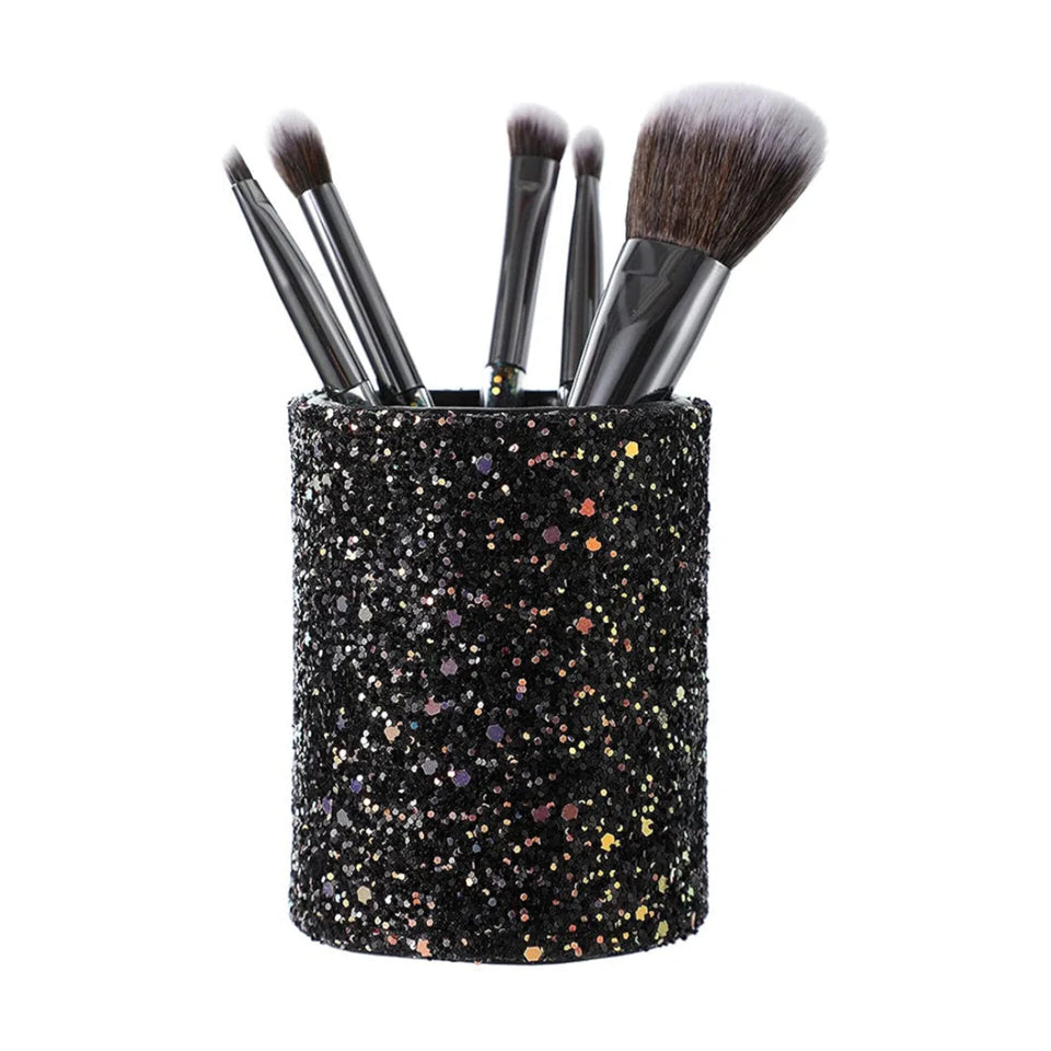 BYS - 5pc Makeup Brushes in Glitter Holder