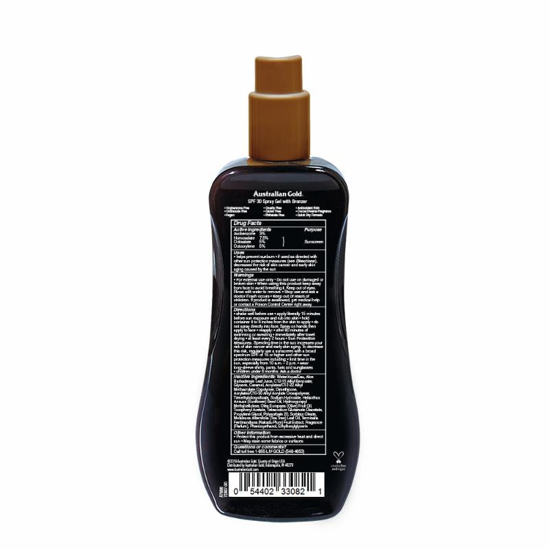 AUSTRALIAN GOLD - Gel Spray Sunscreen SPF 30 Avec Bronzant - 237ml