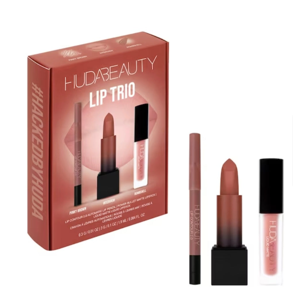 HUDA BEAUTY - The Ultimate Lip Trio Set Coffret Maquillage - réf Interview
