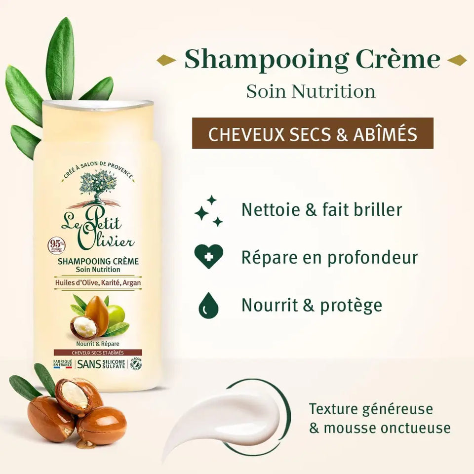 LE PETIT OLIVIER - Duo Shampooing et Après Shampooing Crème Nutrition Huile d'Olive Karité et Argan - 250ml