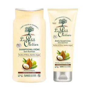 LE PETIT OLIVIER - Duo Shampooing et Après Shampooing Crème Nutrition Huile d'Olive Karité et Argan - 250ml