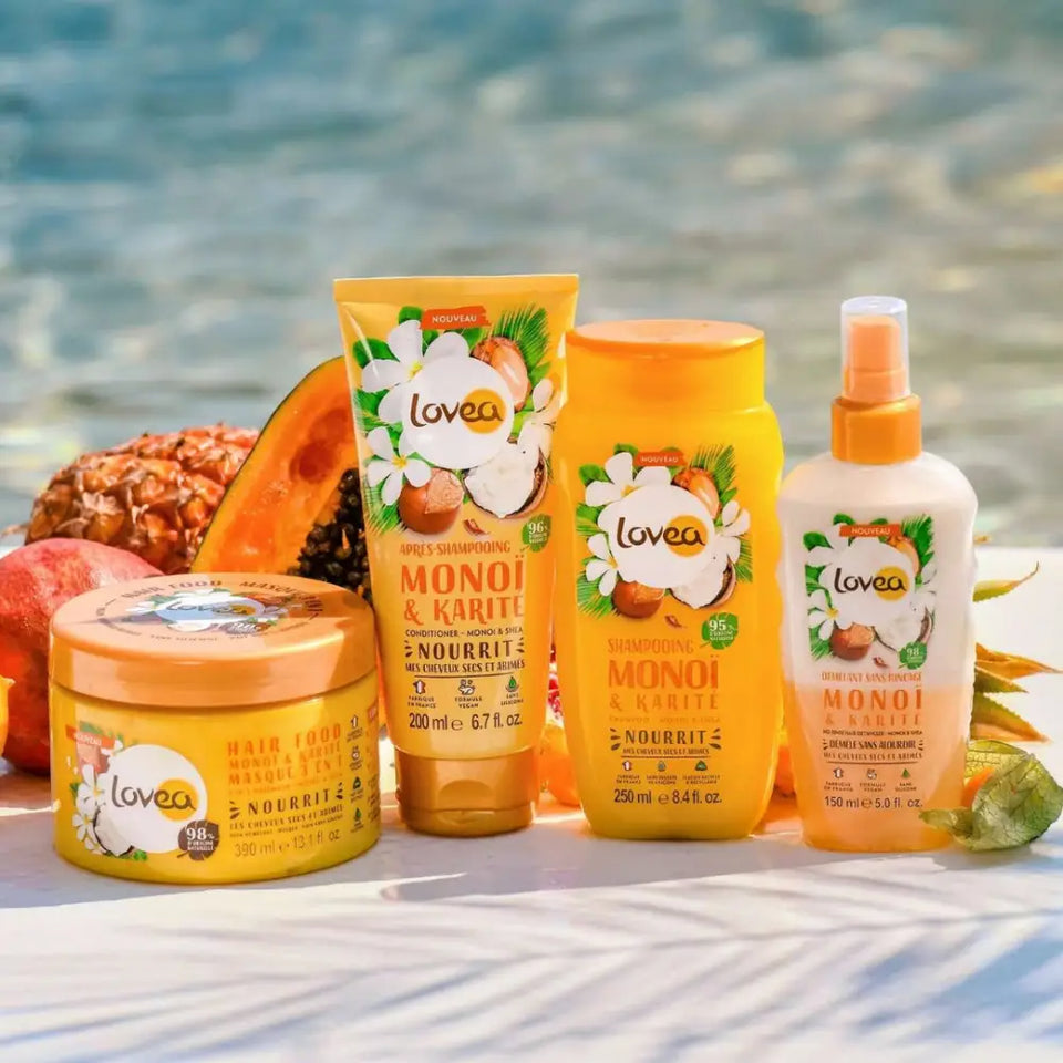 LOVEA - DUO Shampooing + Après Shampooing Monoi, Karité & Shea - Cheveux Secs et Abîmés- 200ml