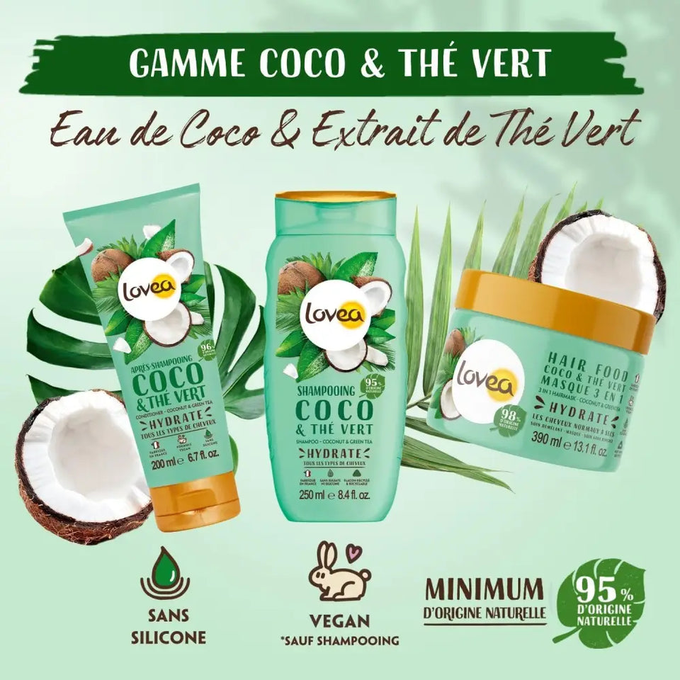 LOVEA - Duo Shampooing et Après Shampoing Coco & Thé Vert - Tous types de cheveux - 250ml