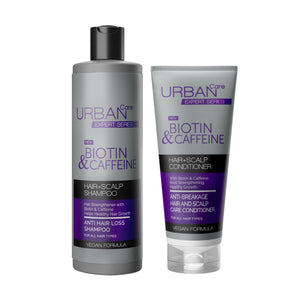 URBAN CARE - Duo Shampoo et Conditioner Biotin et Caffeine, Hair + Scalp - 350ml