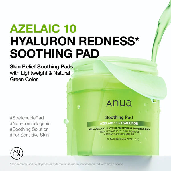 ANUA - Soothing Pad, Azelaic 10 + Hyaluron - 90 Pads